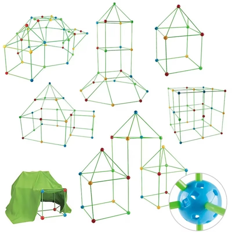 Creative Children Versatile Building Blocks Toy DIY Beaded Tent Funny Paly House Architectural Game Blocks Model Set Toy for Kid